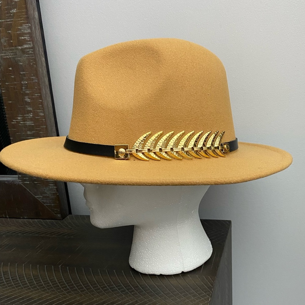 Tan wide brim Fedora Panama  hat